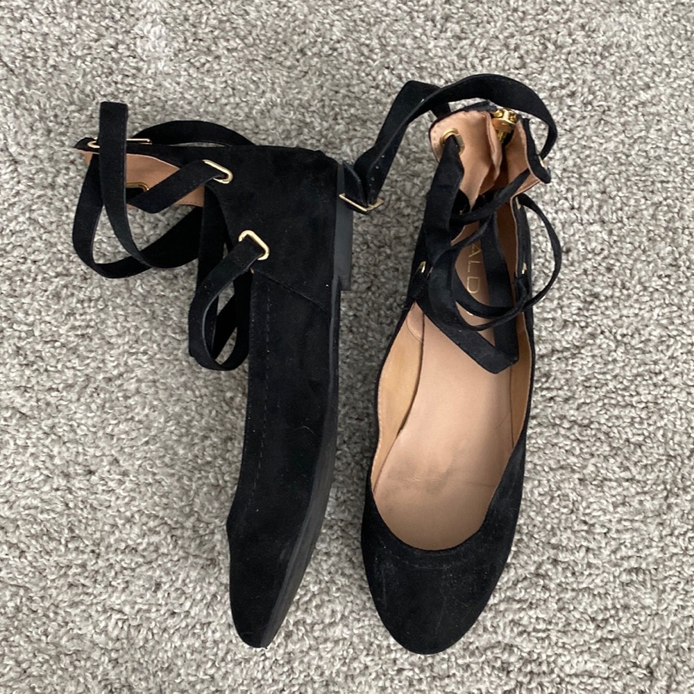 Black Ballerina Flats with Ankle straps